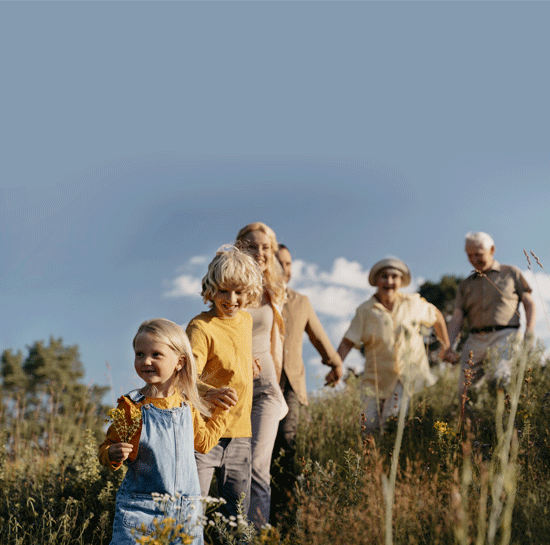 family in field